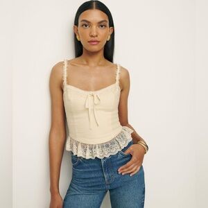 Reformation 'Paola' ivory cream Linen Top Size 10